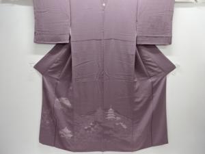 清水寺模様織り出し一つ紋付け下げ色無地着物